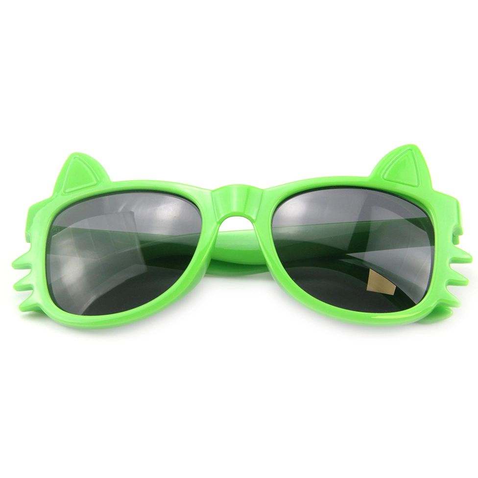 EUGENIA Cheap Factory Wholesale Custom Logo Green Small Cat Shape Cute Kids Boy Sunglasses 1