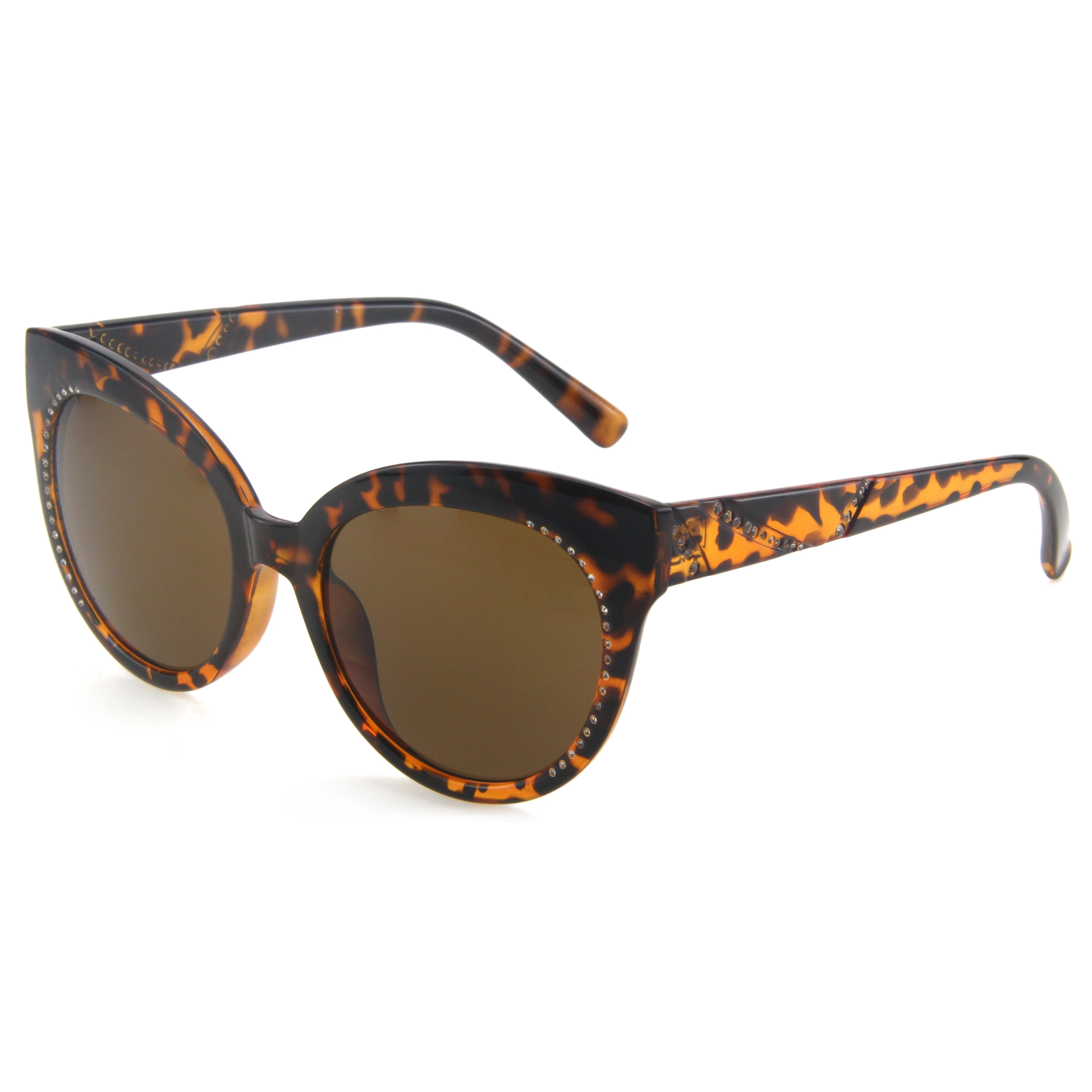 EUGENIA diamond decorated cat eye stylish custom color and lens coffee tortoiseshell sunglasses 1
