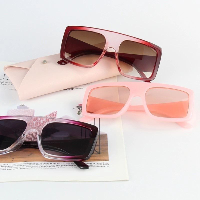 EUGENIA Newest 2021 One Piece Shield Gradient Square Vintage Ins Fashion Big Frame Oversized Women Trendy Shade Sunglasses 1