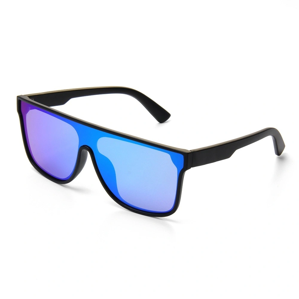 Men's Stylish Dark Shades Street Style Flat Top Sunglasses Women One Piece Lens Sunglasses 1