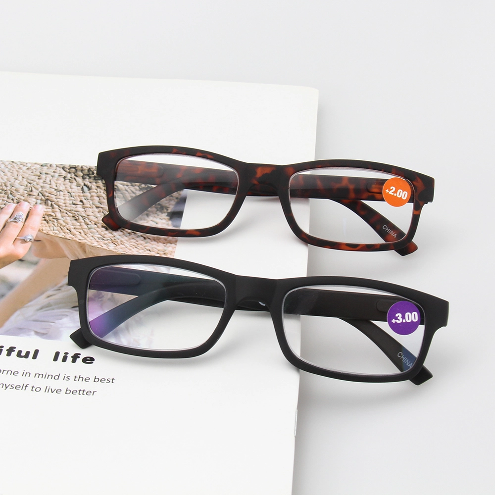 Gafas de lectura de moda para hombres y mujeres, con bisagras de resorte cuadradas, personalizadas al por mayor. 1