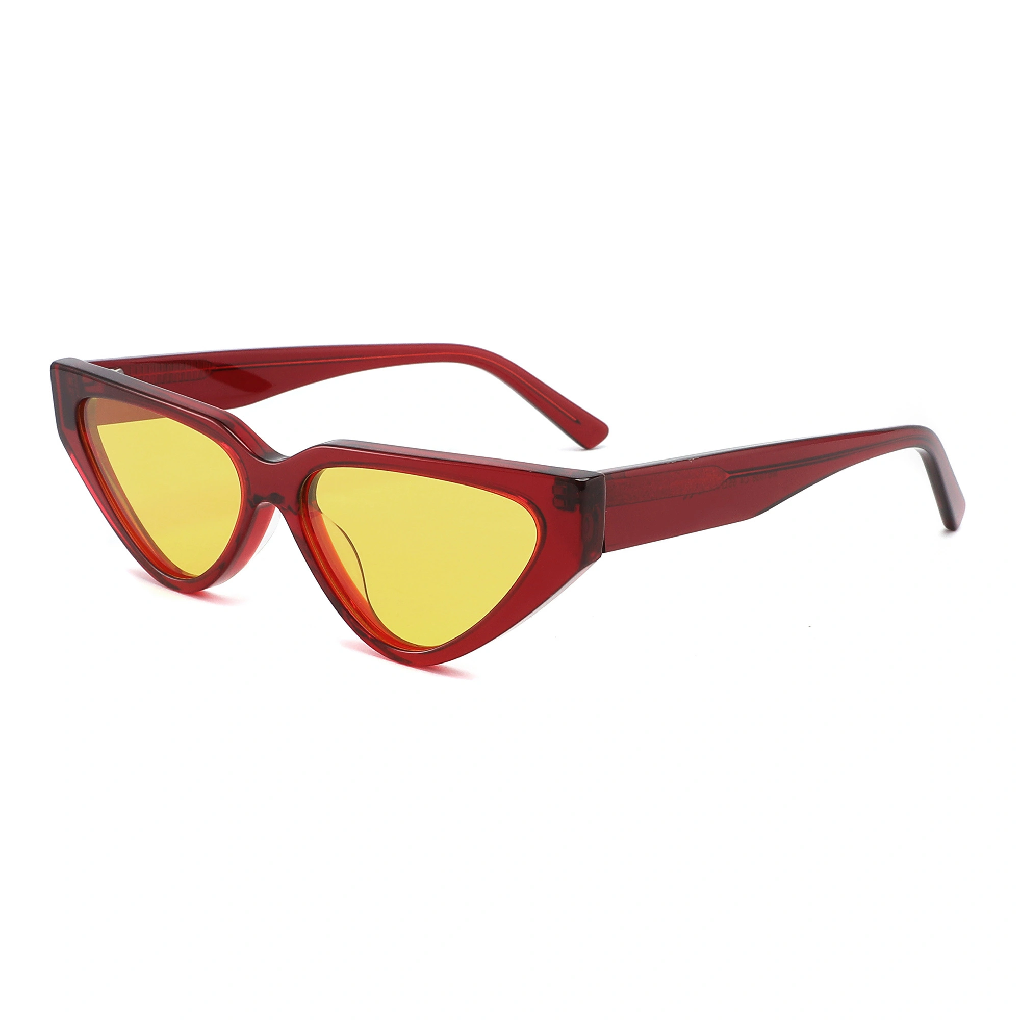 Fashion New 2022 Triangle Acetate Sunglasses Black Frame Yellow Lens Wholesale Trendy Red Outdoor Women Sunglasses 1