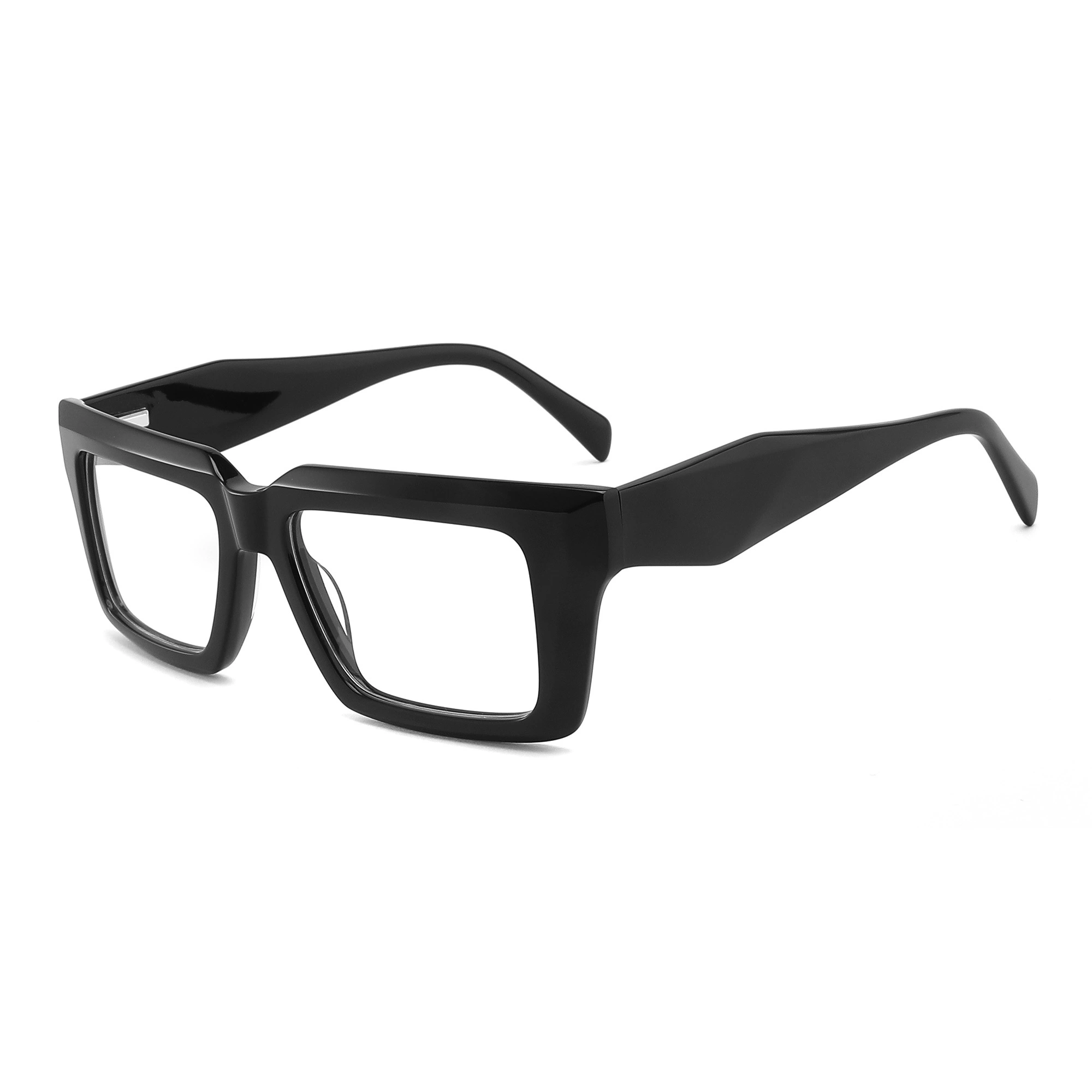 Trendy 2022 Acetate Optical Frame Wholesale Fashion Designer Display Black Frame AC Lens Men Fancy Polygon Glasses Made In China 1