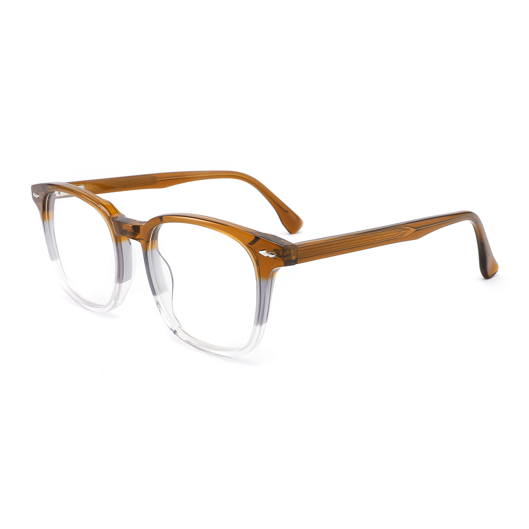 Fashion Rivet Decoration Women Acetate Optical Frame Wholesale Trendy Designer Ladies Gray Yellow Frame AC Lens Eyewear Glasses 1