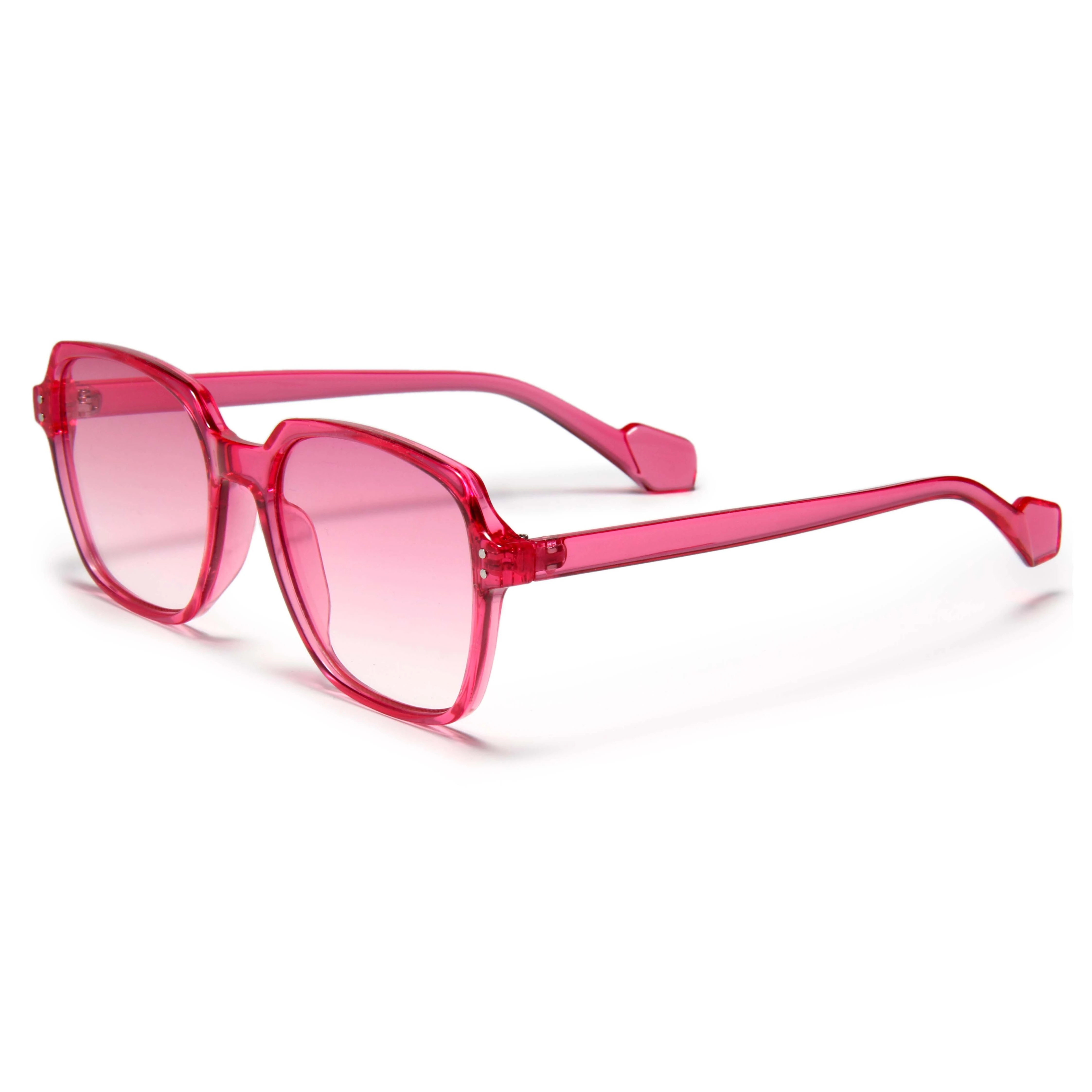 Small Square Rectangular Transparent Viva Magenta Sunglasses 1