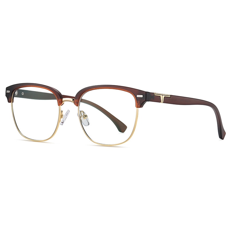 Border Fashion Anti-Blue Light Glasses Large Frame Retro Plain Mirror Tr With Metal Frame 1