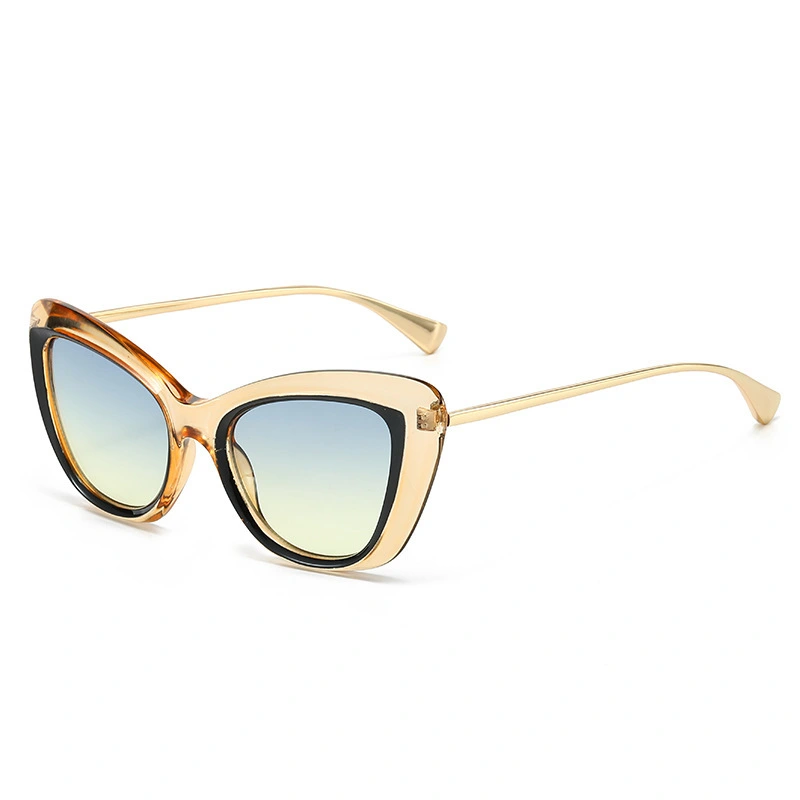 S27004 2024 Fashionable Wholesale Personalized Women Cat Eye Metal PC Sunglasses 1
