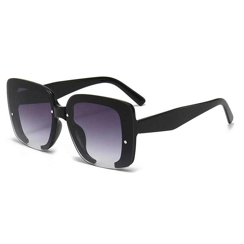 S27006 New Arrivals Inspired Fashion Oversized Square Shades Half Frame Luxury Brand Designer Sunglasses 1