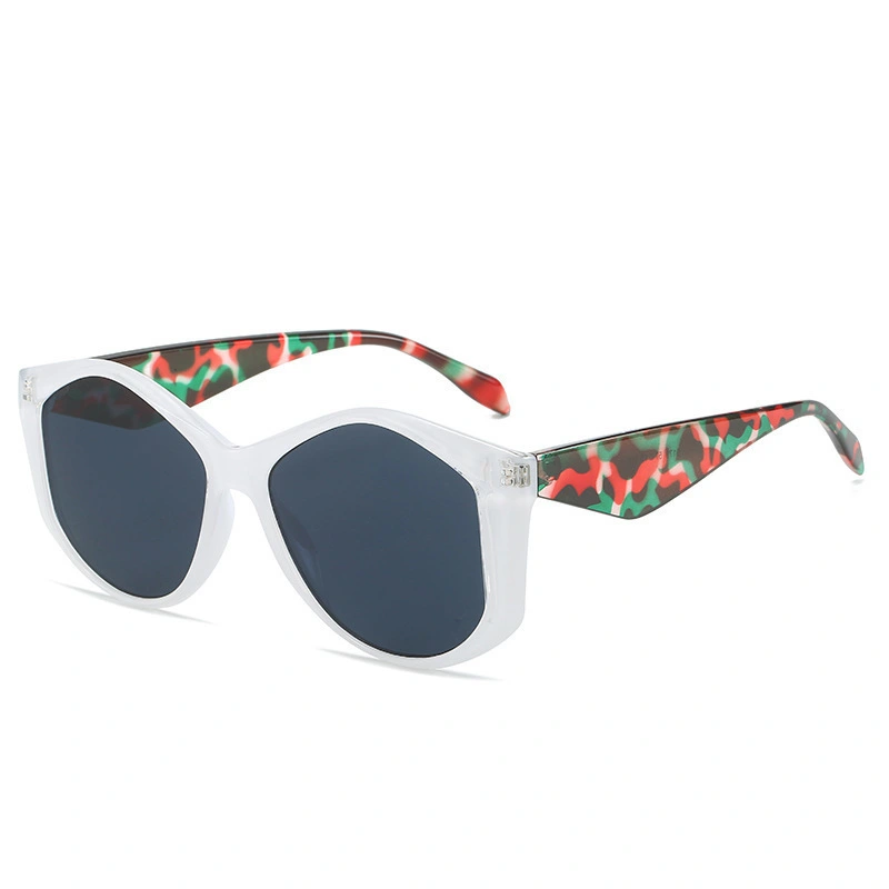 S27014 Women's Irregular Cat Eye Uv Protection Printing Sunglasses 1