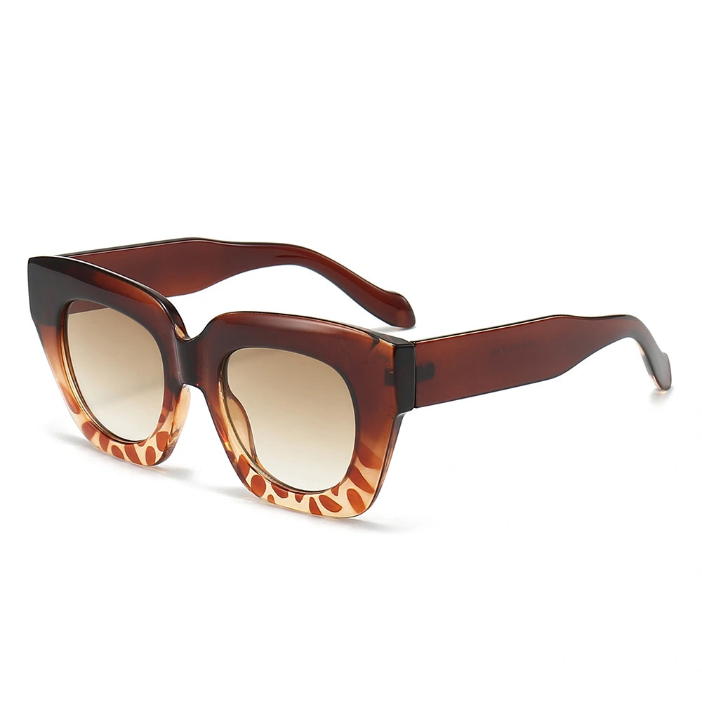 S27016 New Women Vintage Gradient Wide Frame Leopard Print Square Oversized Sunglasses 1