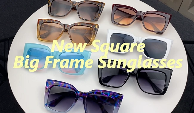 S27021 Fashion Brand Designer Cat Eye Square Frames Women Vintage Retro Mirror Sun Glasses Big Frame Wholesale Custom Sunglasses 1