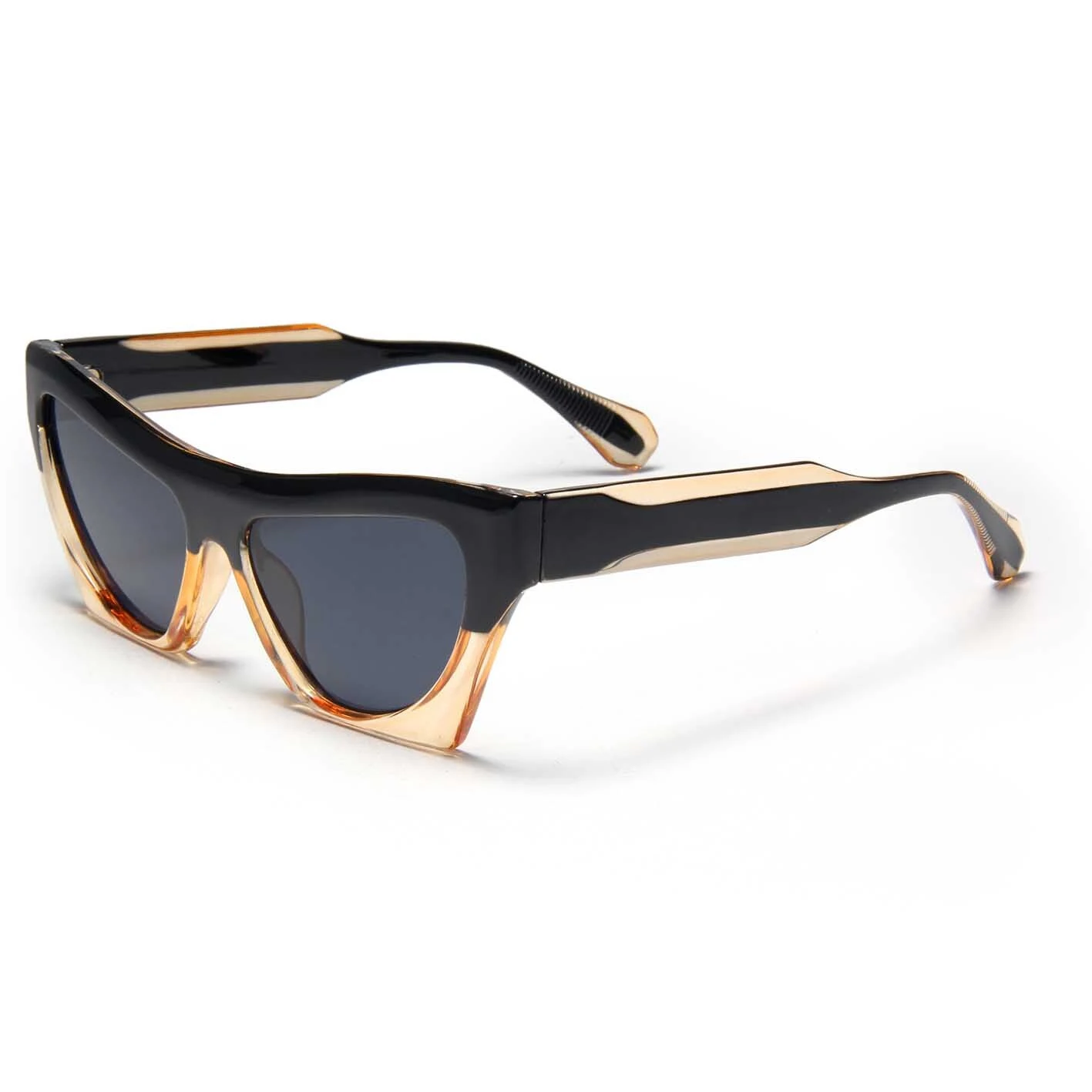 S27027 2024 New Luxury High Quality Spliced Color Sunglasses Cat Eye Irregular Frame Women Sunglasses 1
