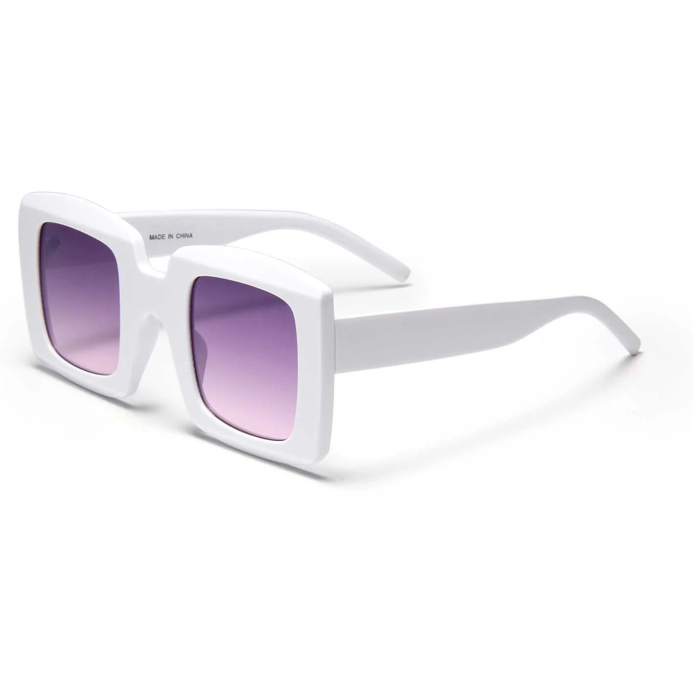 S28021 High Quality Classic Retro Square PC Sunglasses Women Customized Logo Polarized China Wholesale Fashion White Sunglasses 1
