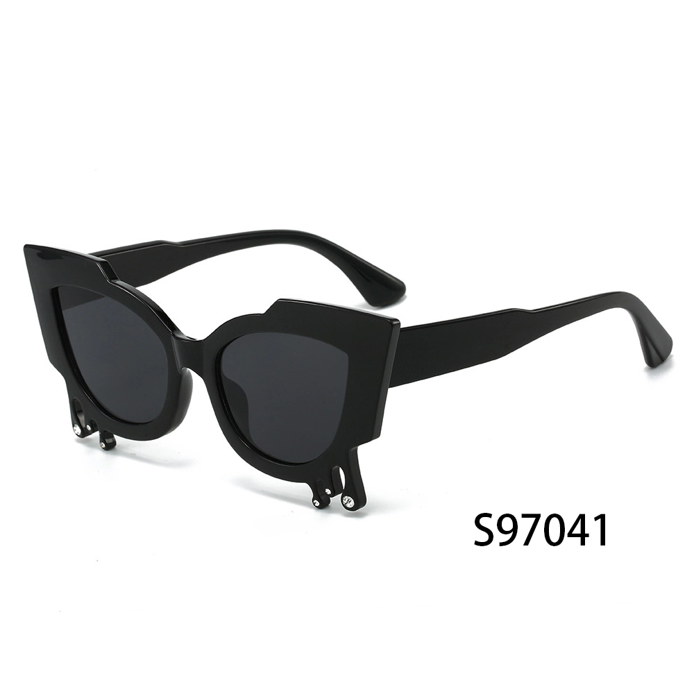 S97041 2024 Latest Hot Sell Cat Eye High Quality Red Sunglasses Drop Tear Cateye Shades Women With Rhinestone 1