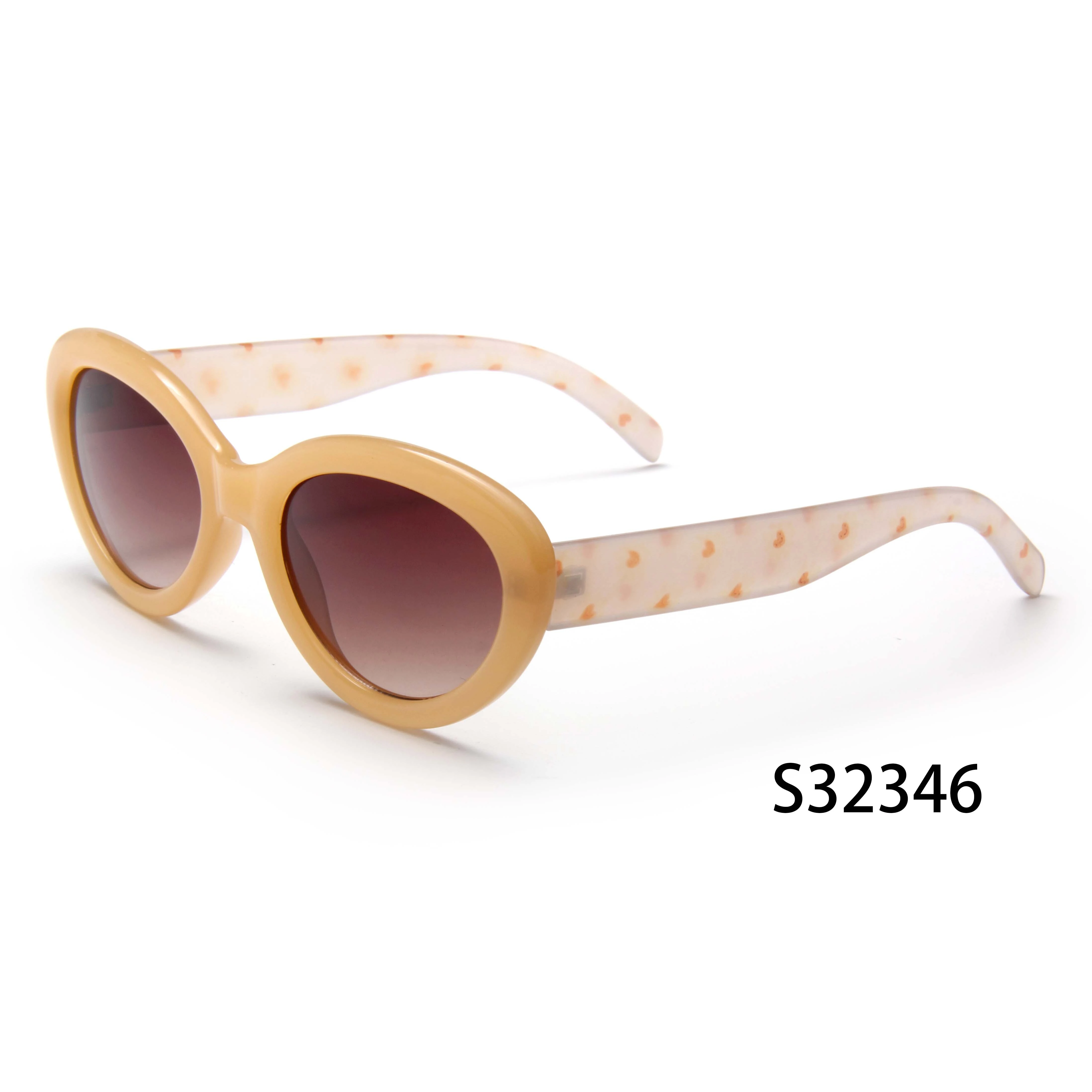 Gafas de sol S32346 ojo de gato beige con patillas en forma de corazón: elegantes y divertidas gafas de sol con protección UV400 1