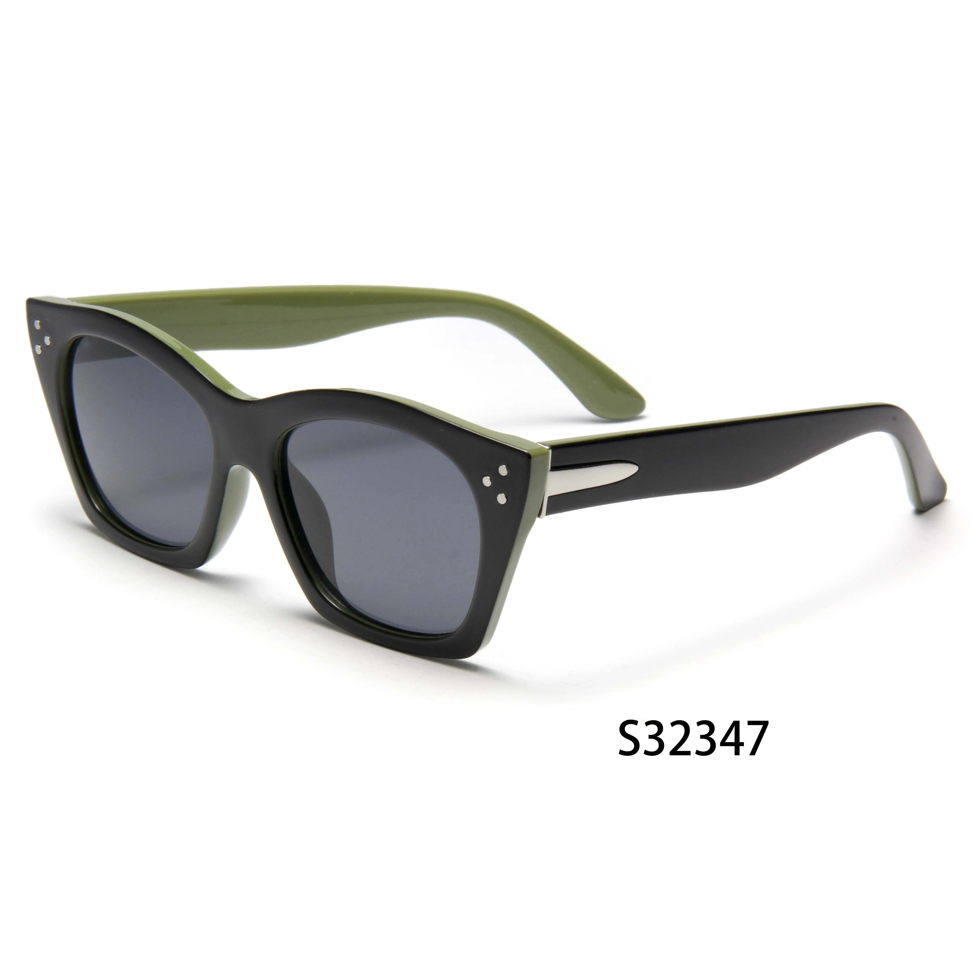 S32347 Fashionable Square Sunglasses with Two-Tone Frame Design and Polarized Lenses Cat Eye Sun Glasses 1