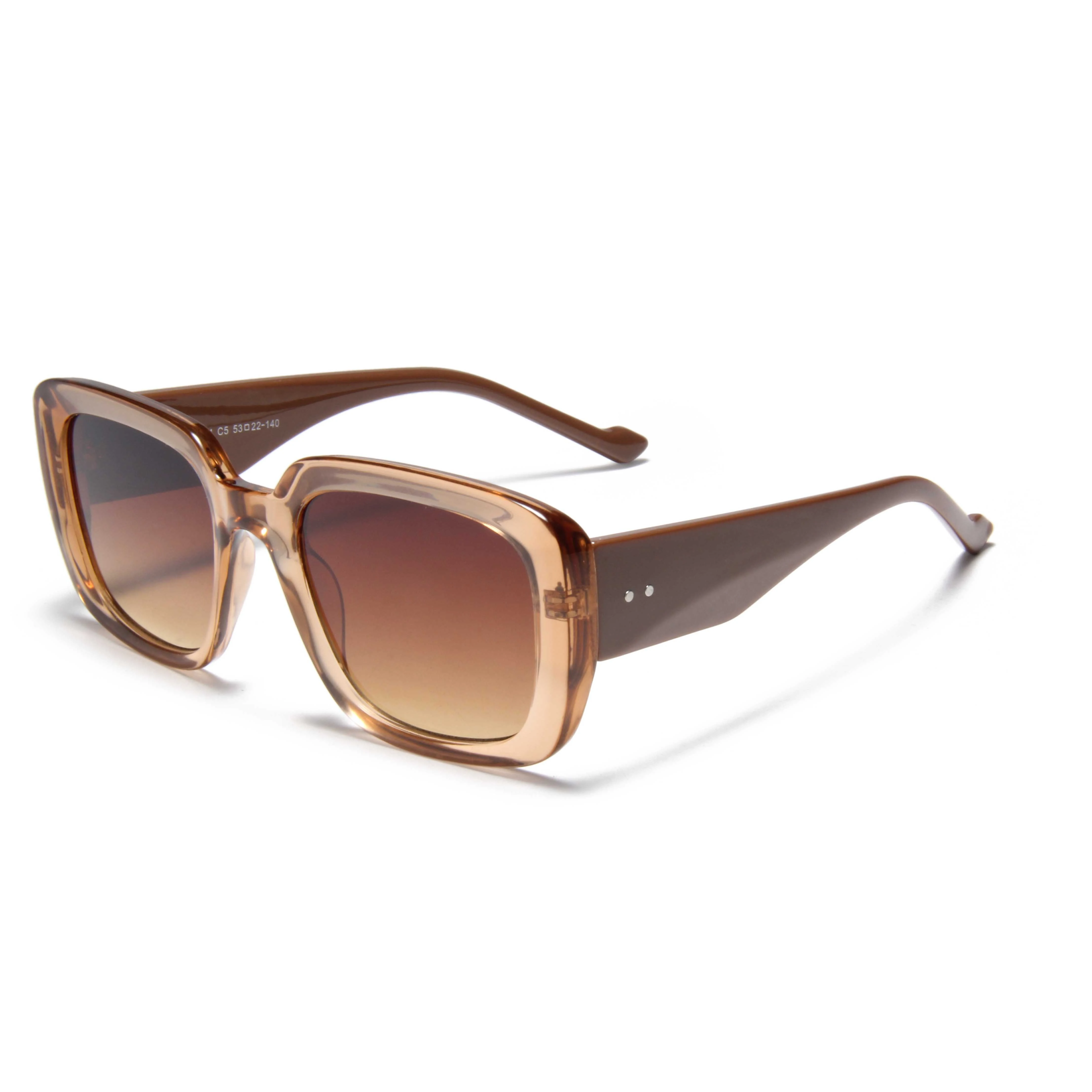 S14147 Elegantes gafas de sol con montura cuadrada y lentes degradadas marrones, diseño de carey, ligeras, protección UV, accesorio de moda. 1