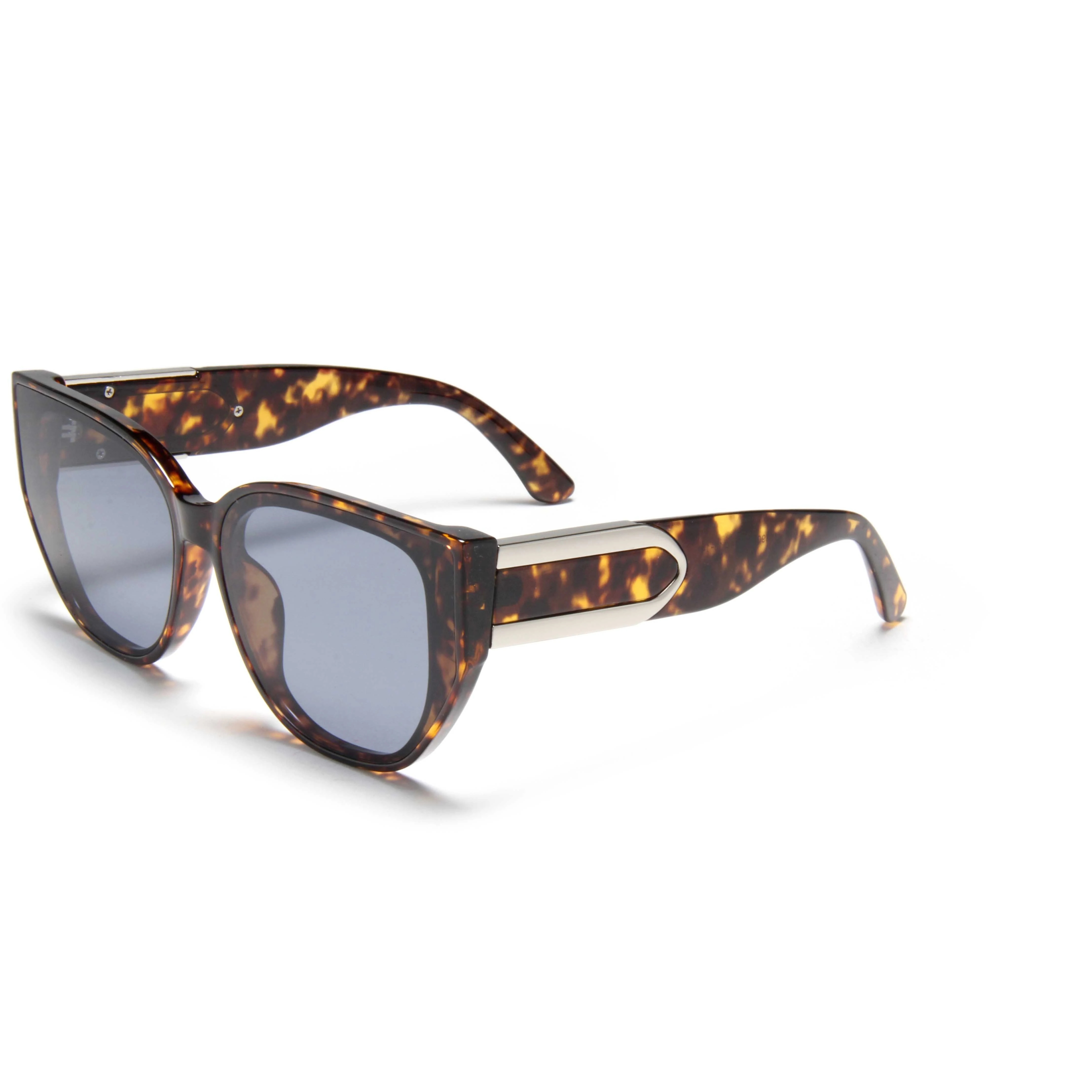 S23039 Stylish Cat-Eye Sunglasses with Tortoiseshell Temples OEM Sunglasses Acetate Fashion Trending Style Sun Glasses 1