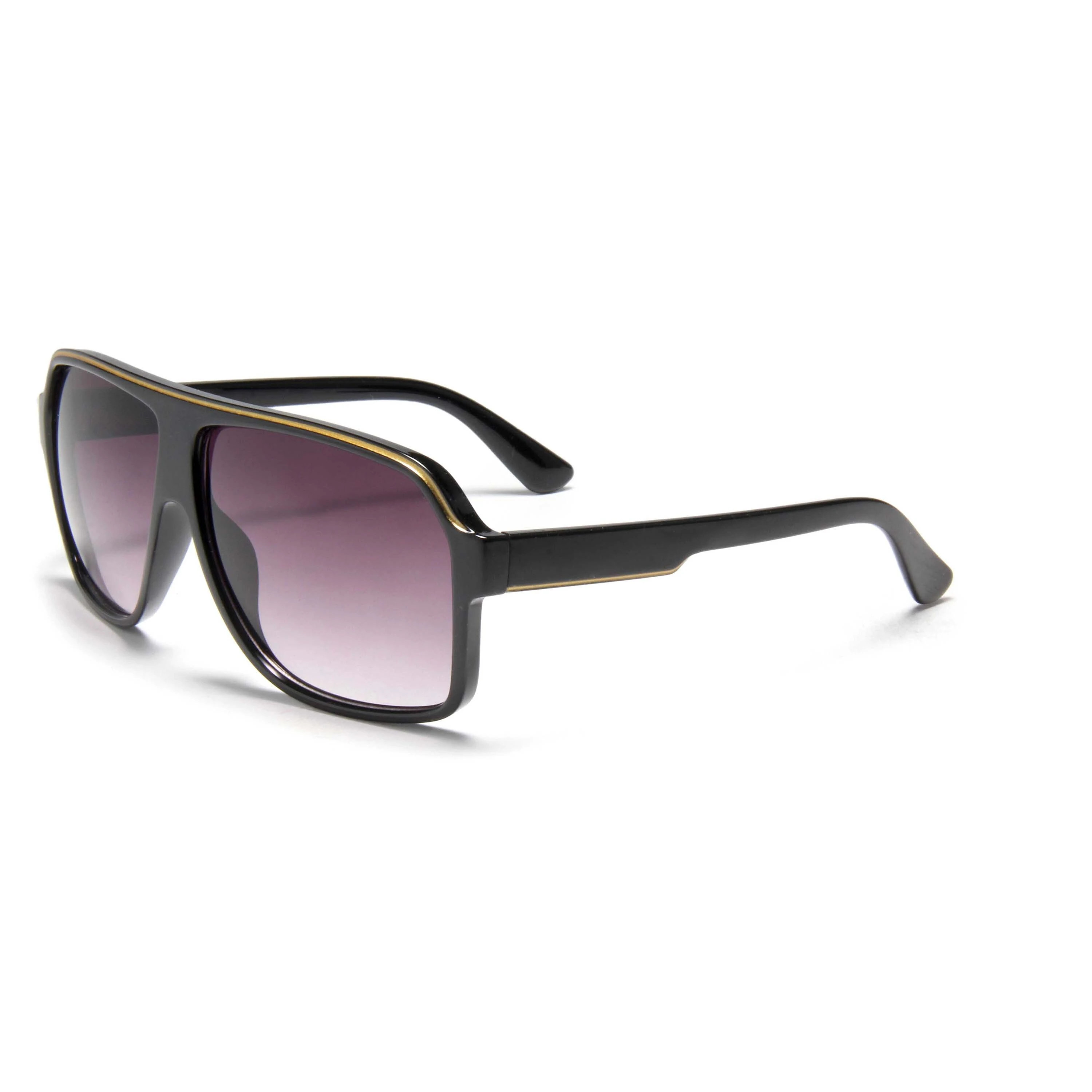 S32430 Square Aviator Sunglasses Wholesale Custom Logo Pc Square Lentes De Sol For Women Men Oversized Black Shades Sunglasses With Gold Accents Along The Top Edge 1