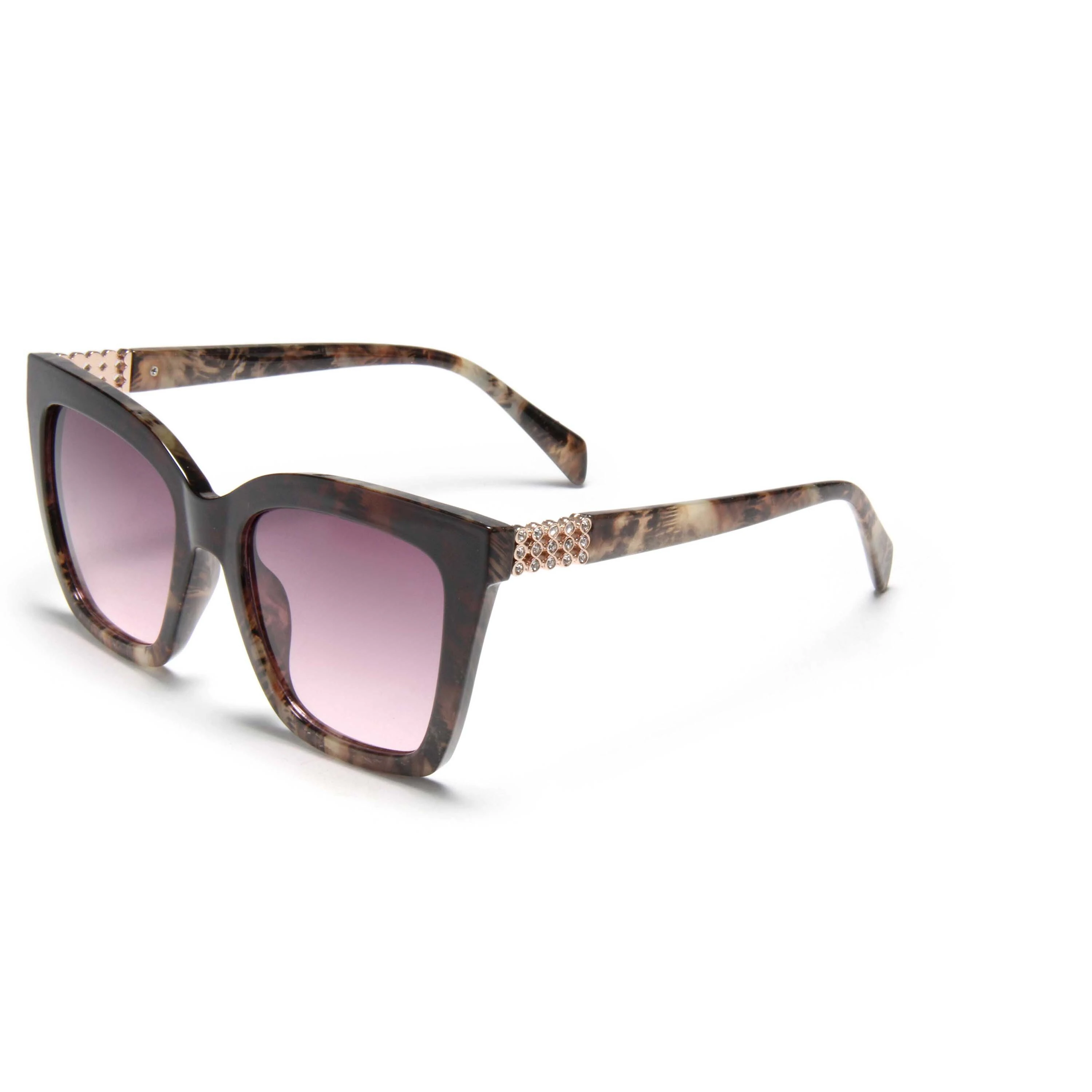 S32432 European and American Women's Large Frame Cat Eye Sunglasses 2025 New Trendy Leopard Print Sunglasses with Crystal Accents 1