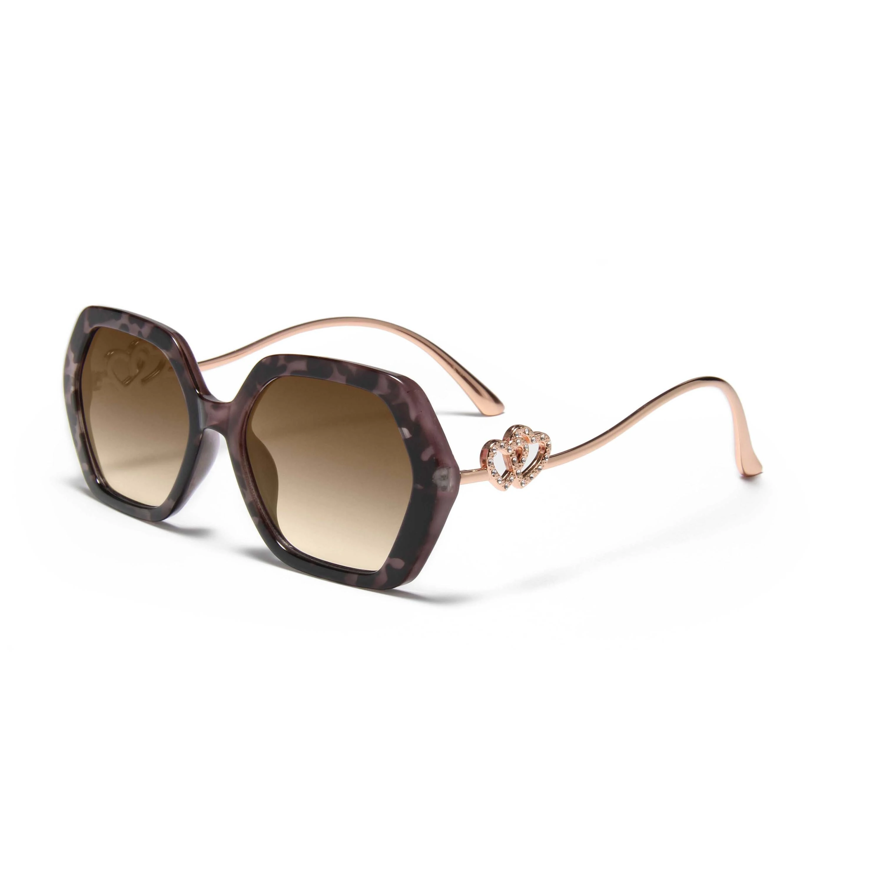 S32459 Leopard Print Sunglasses With Hexagonal Frame Design Crystal Accents New Women Sun Glasses Custom Colorful Metal Sunglasses 1