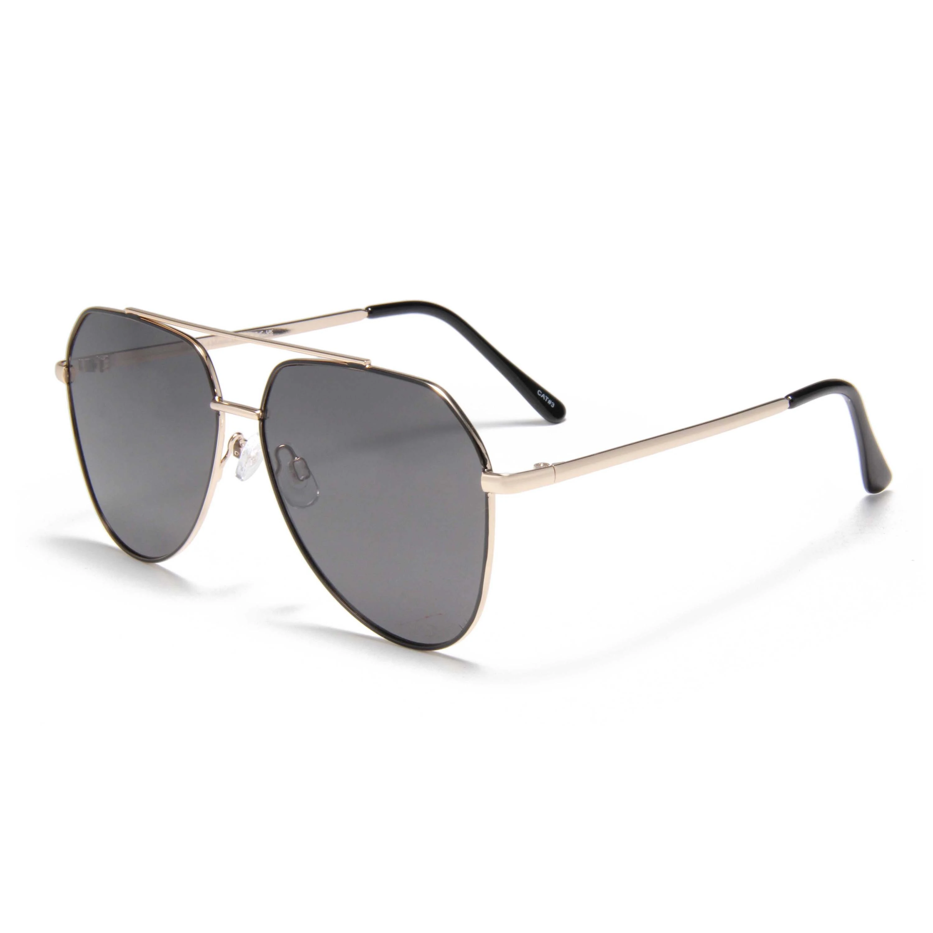 S59046 Gafas de sol de aviador con gafas de sol de acetato de acetato de logotipo cuadrado de dorado y negro 1
