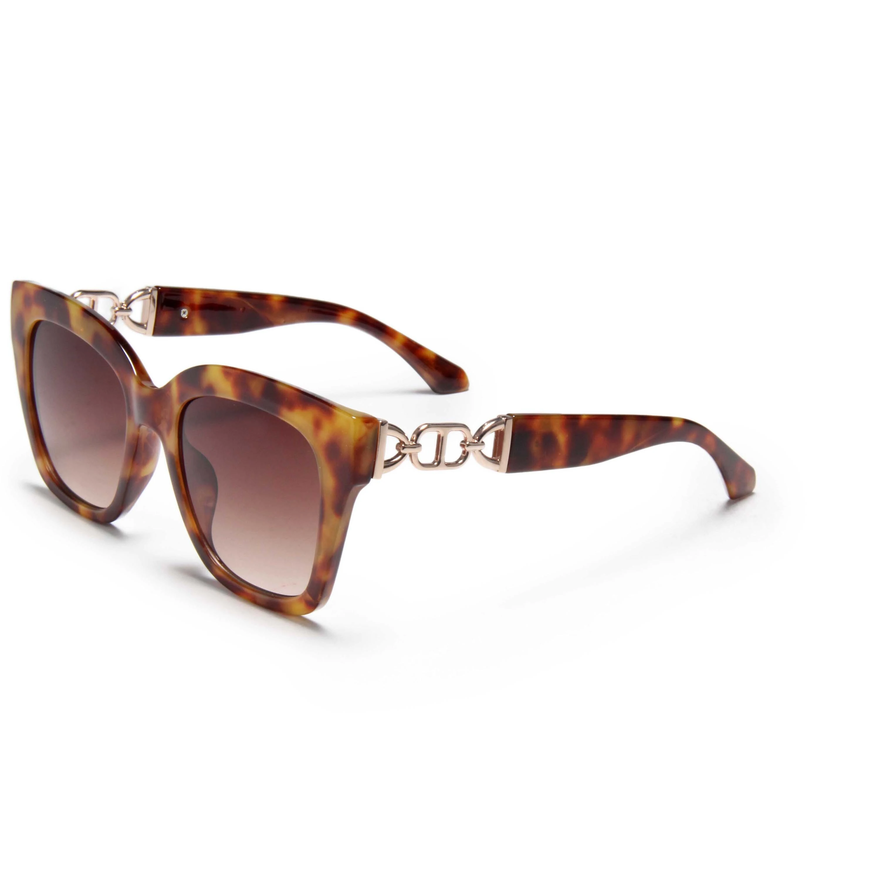 S32424 Gafas de sol de ojo de gato Tortoiseshell con detalle de cadena Logotipo personalizado de calidad superior 2025 Nuevas gafas de sol de lujo Gafas de sol diseñadoras Fashion UV400 Protección de gafas de sol 1