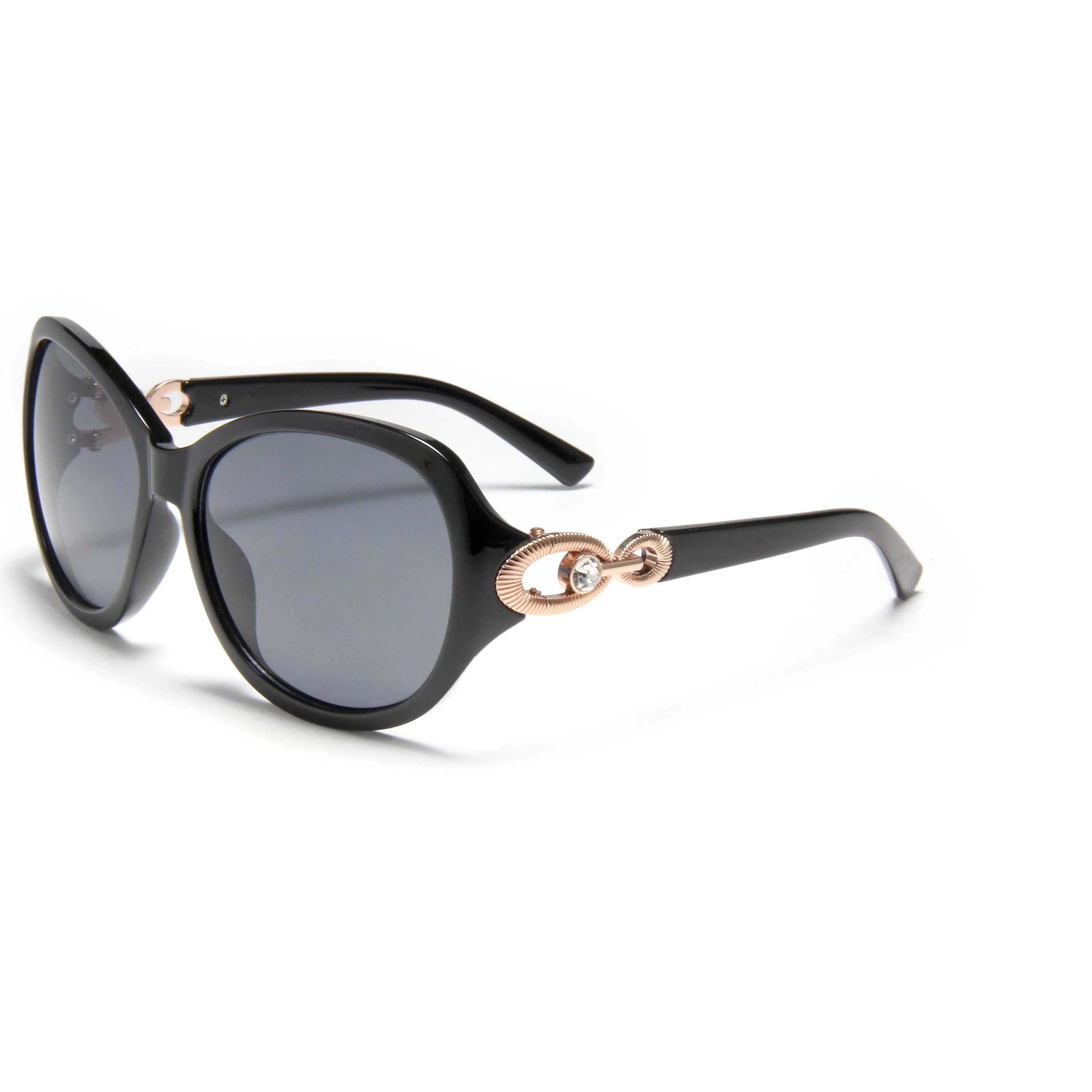 S32438 Elegantes gafas de sol negras con acentos de oro rosa Gafas de sol redondas 2025 Nuevos tonos de logotipo personalizados Menores Gasos de sol de marca al por mayor 1