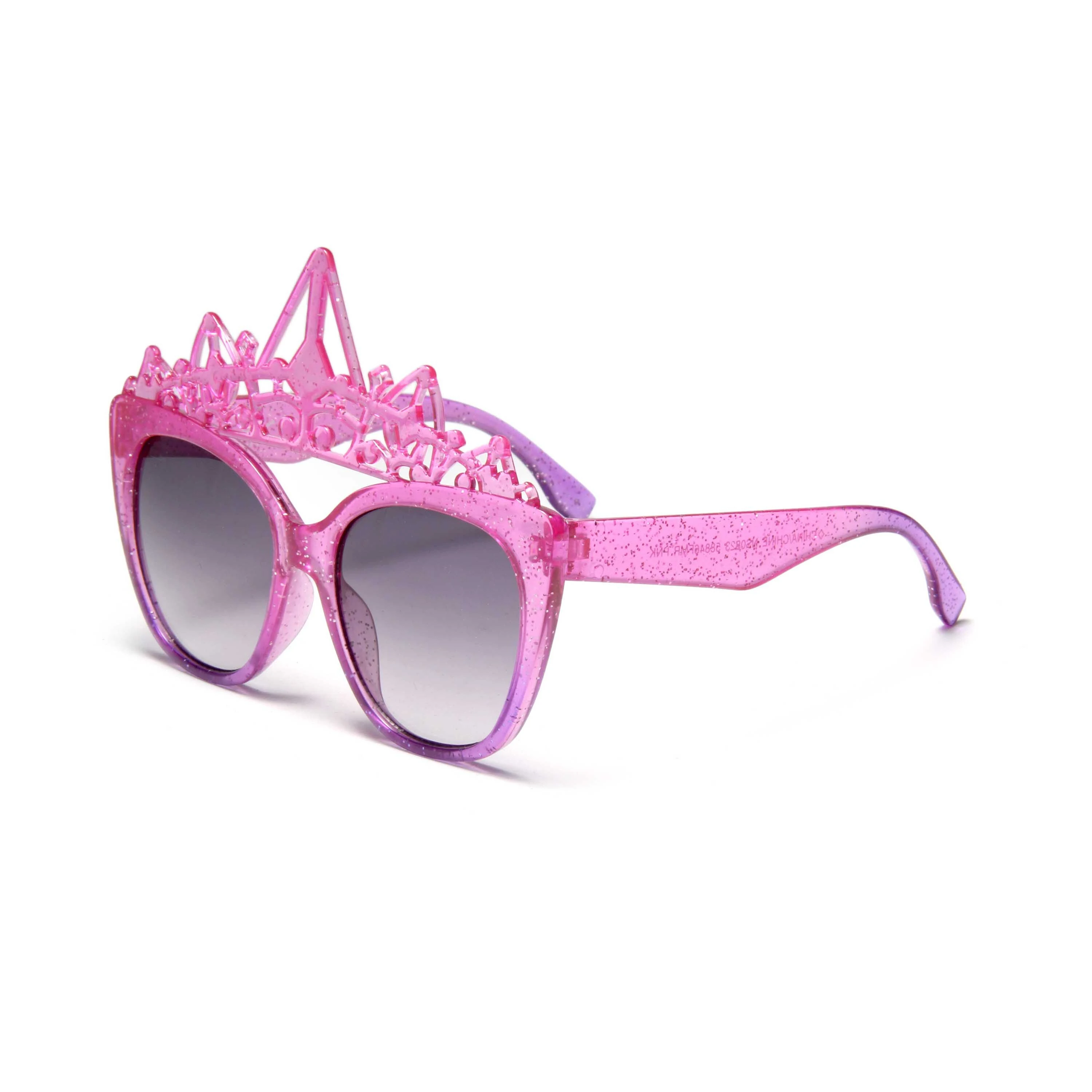 SK13004 Glittery Pink Princess Sunglasses Personality Retro Children's Sunglasses Fashion Boys and Girls Checkered Sunglasses Baby UV Protection Glasses 1