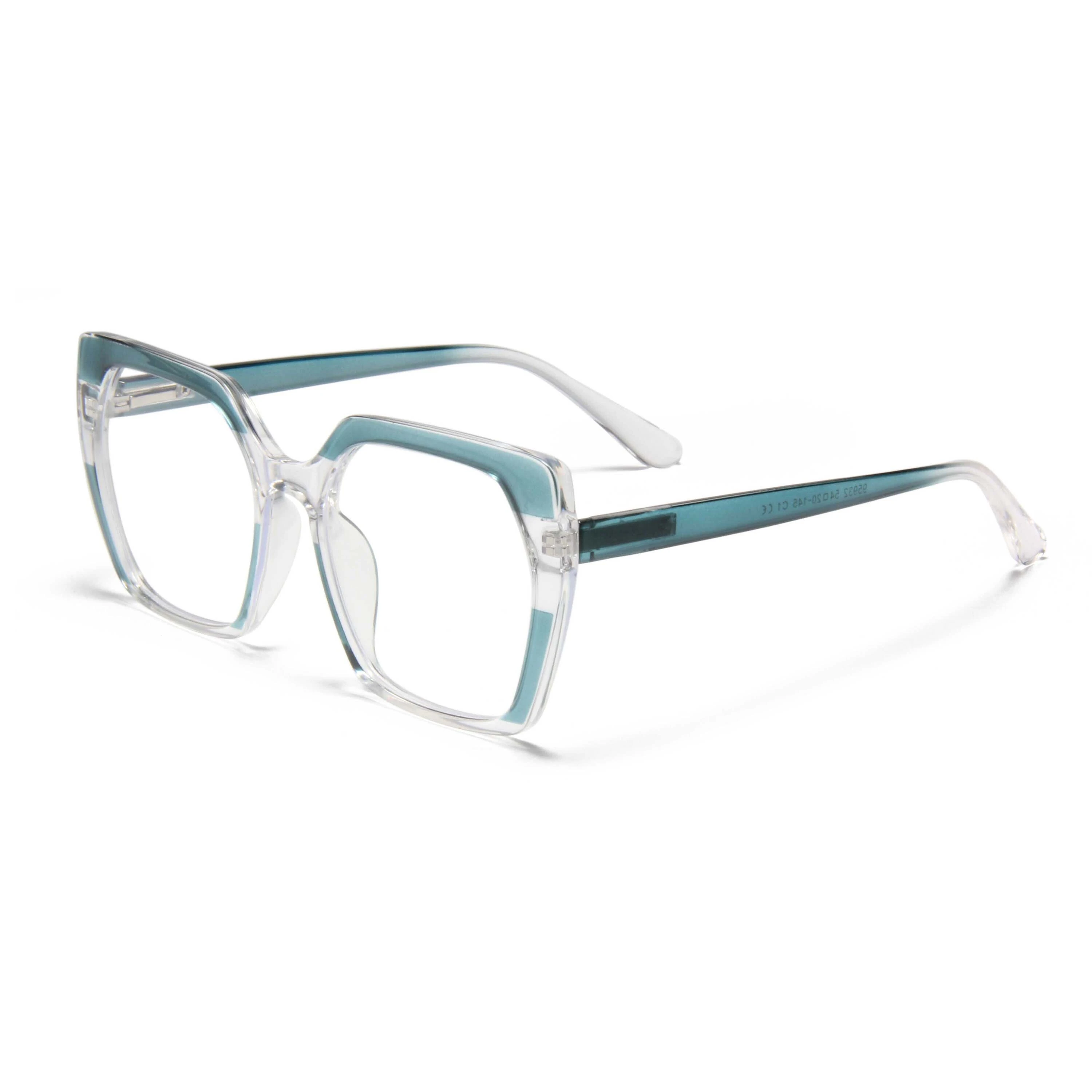B47001 Trendy and Transparent Teal Square Eyeglasses Eyewear Fashion 2025 Retro Blue Light Blocking Plastic Eyeglasses 1