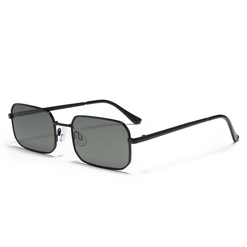 S60177 Gafas de sol rectangulares pequeñas de metal con protección UV400 para mujer, gafas de sol cuadradas de diseñador de marca vintage. 1