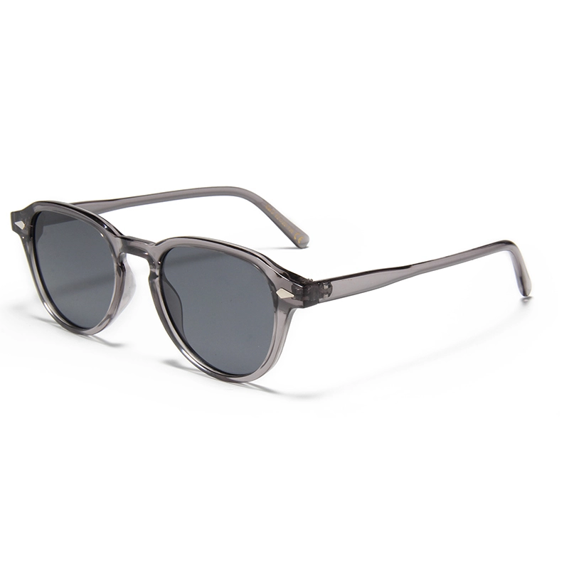 S66201 Small Oval Black PC Frame Lenses Logo on Lens Polarized Glass UV400 Retro Sunglasses 1