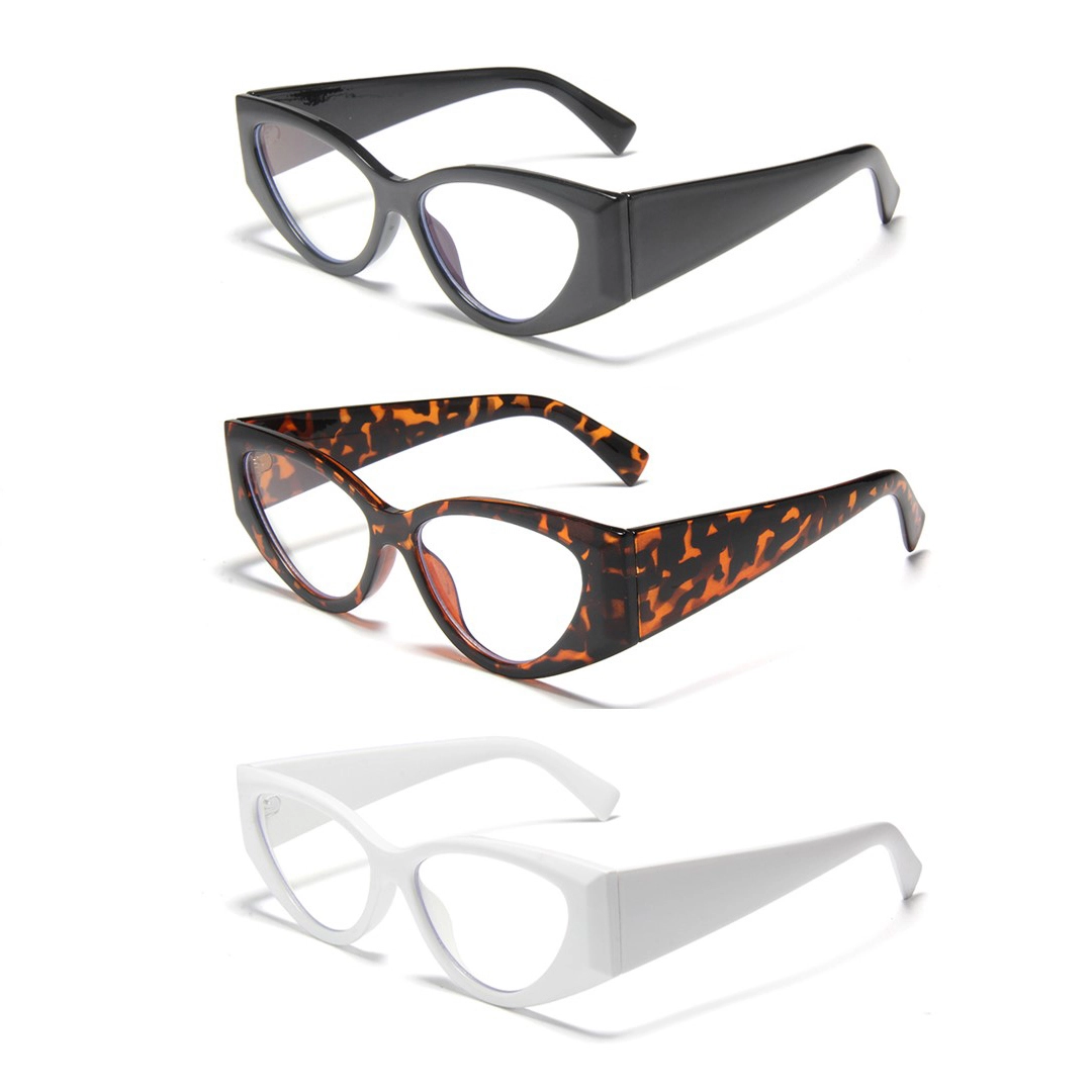 B10008 New Retro Frame Women's Popular Cat Eye Optical Glasses Color Blocking Blue Light Glasses Custom Wholesale Factory 1
