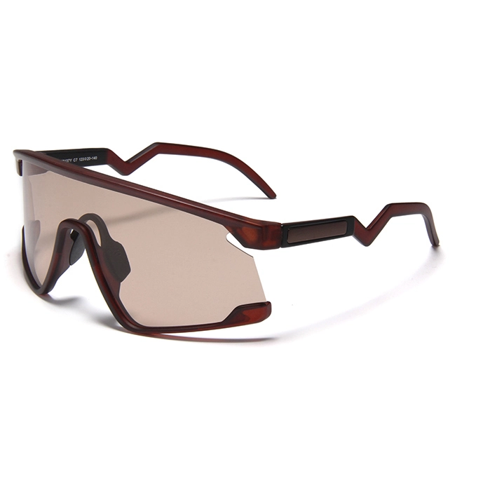 S87090 Oversized Shield Frame Sunglasses - Trendy Brown Tinted Lenses, UV Protection, Stylish & Retro for Men & Women 1