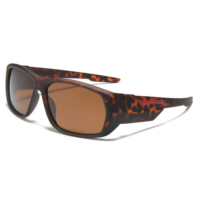 Gafas de sol S87073 con montura cuadrada para hombre: diseño de carey, lentes marrones, negras con detalles en rojo, protección UV400, modernas y únicas. 1