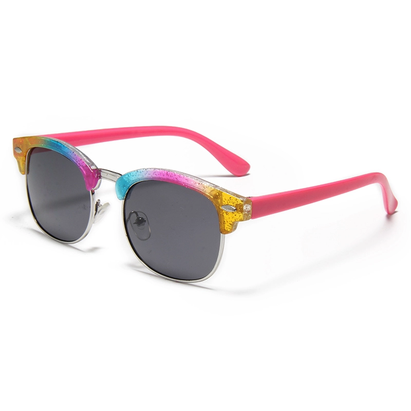 Gafas de sol retro para niñas SK4727 - Montura con purpurina arcoíris y protección UV400 - Ideales para uso diario y en fiestas 1