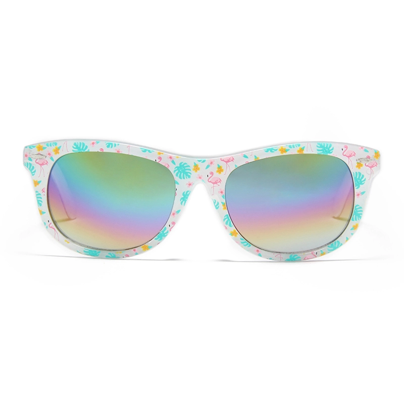 Gafas de sol redondas retro con estampado tropical SK4723 para niños - Montura con estampado de flamencos - Protección UV400 para niñas 1