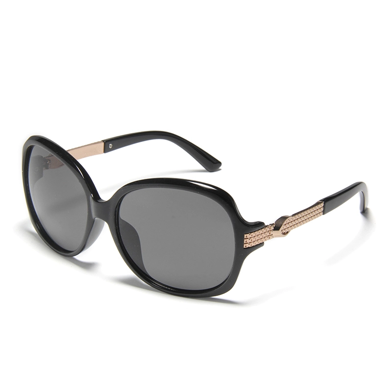 S32484 Wholesale Custom Oval Sunglasses with Metal - Textured Temple Details - UV400 Protection for Elegant Fashion 1