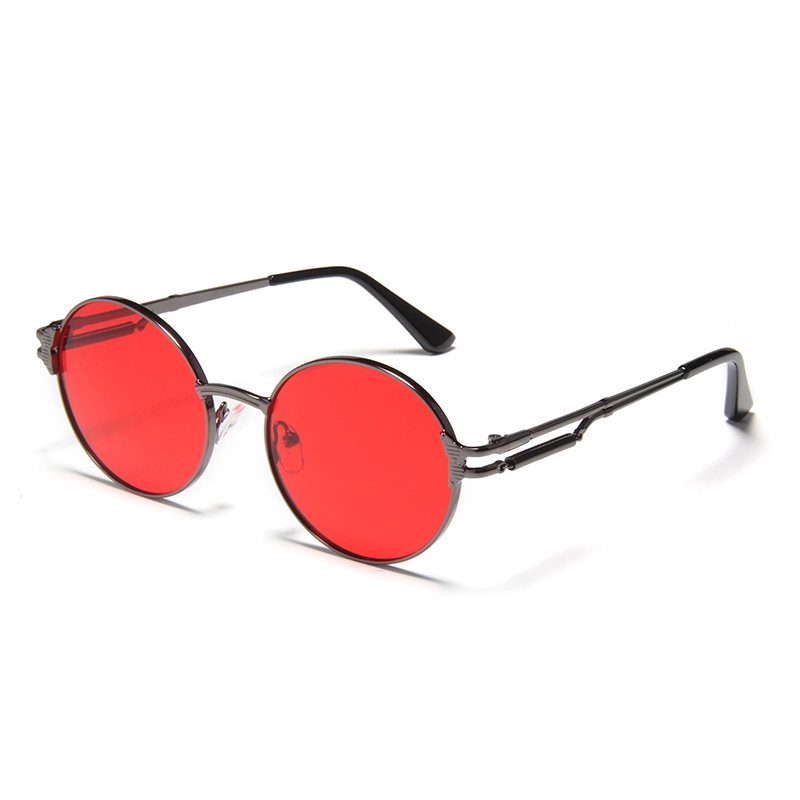 Gafas de sol redondas S97086 con detalles de metal texturizado en las patillas, modernas, para conducir, pescar y UV400, coloridas, vintage, para hombre y mujer. 1