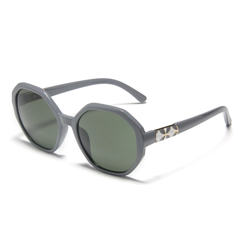 S25384 Крупные шестиугольные солнцезащитные очки с заушниками, украшенными цветами, для мужчин и женщин, модные очки Ins Style, большая черная оправа с линзами UV400 1