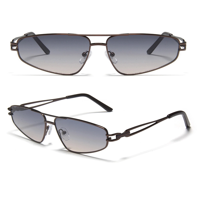 YJ391 Sunglass Wholesale Vendors Narrow Geometric Aviator Sunglasses - Double-Bar Metal Frame with Gradient Lenses for Modern Minimalists 1