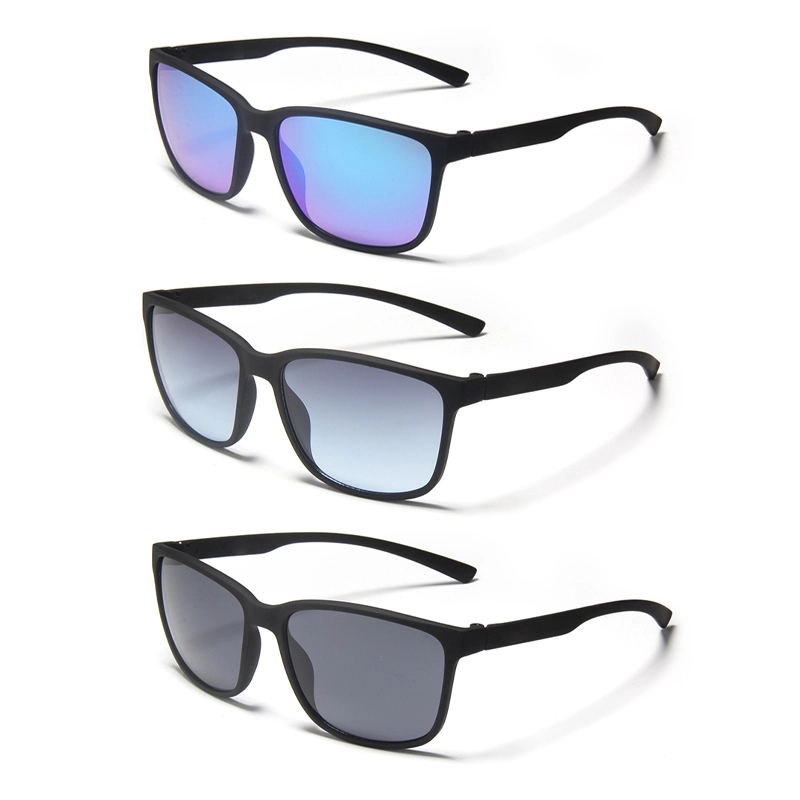 S77337 Gafas de sol deportivas al por mayor Lentes polarizadas Gafas de sol para exteriores Montura cuadrada clásica de policarbonato Colores de moda Logotipo personalizado 1