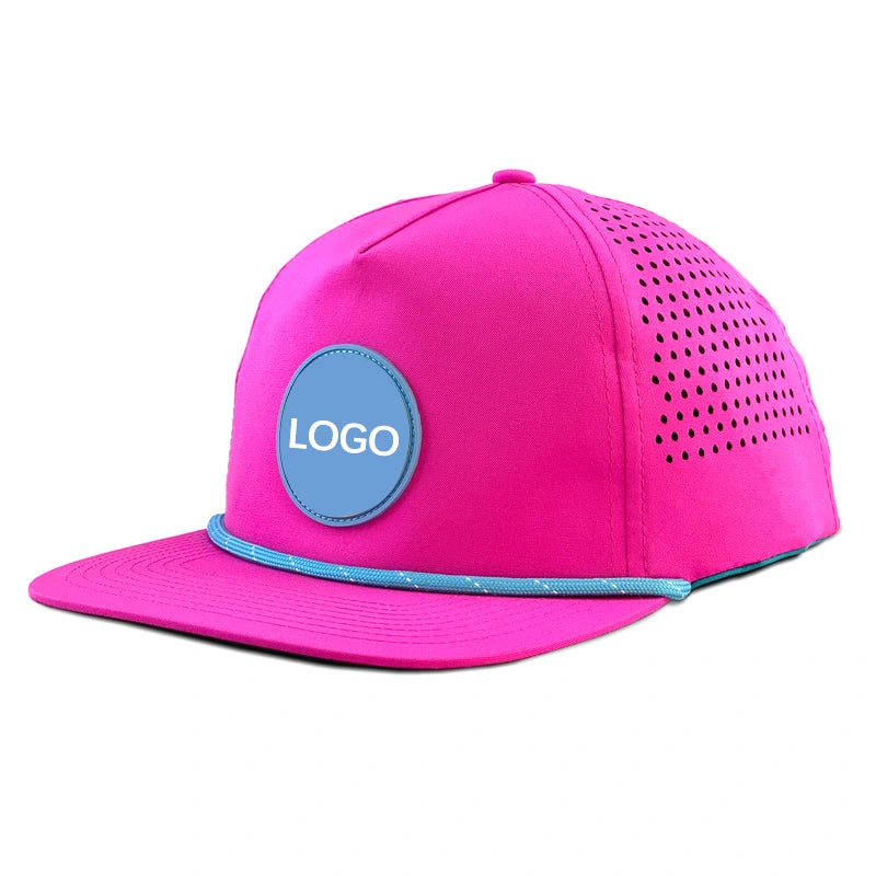 Chapeau hydrofuge à bord plat en corde non structurée de qualité supérieure rose et bleu personnalisé pour les chasses FMWF-10 1