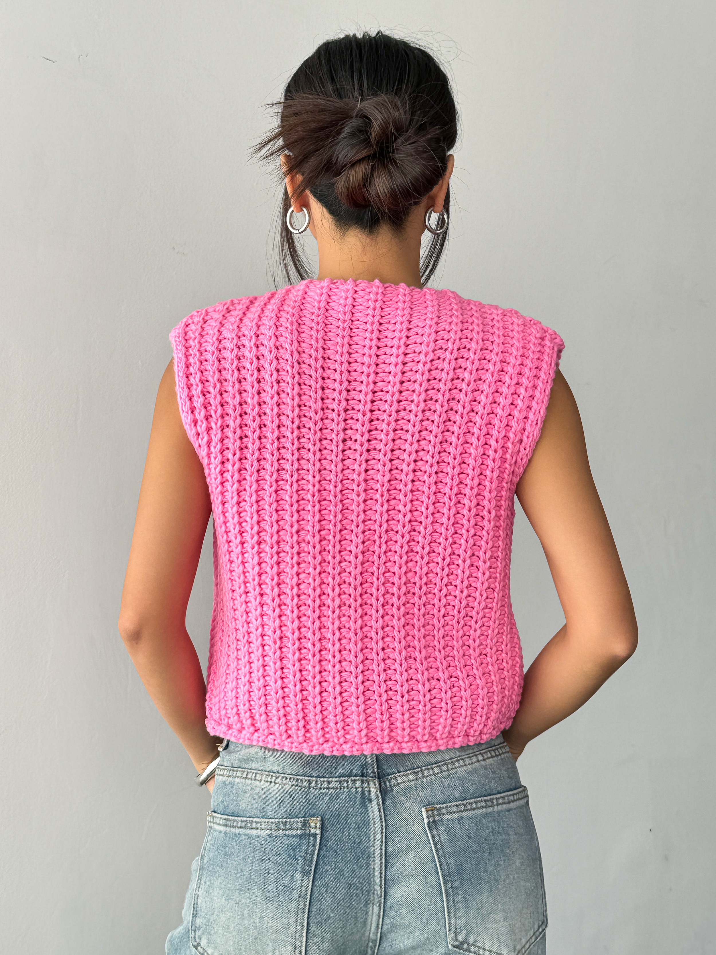 Fan Flo Damen-Strickjacke Chunky V-Ausschnitt Ärmele mit Taschen Casual Strickweste 4
