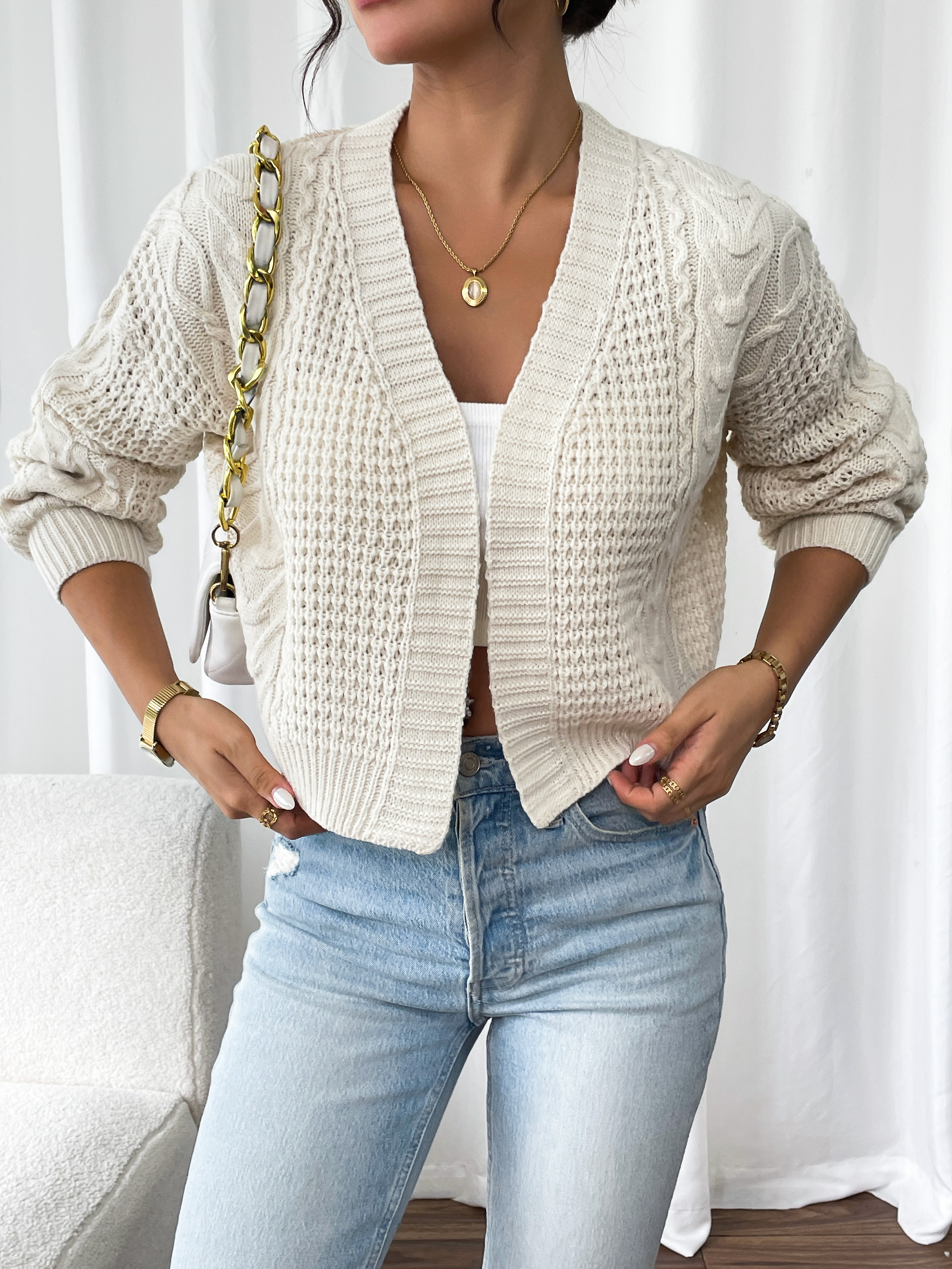 Ventilateur Flo Pull pour femmes ou ouverture ananas ananas de fleur de fleur décoration de cordon de mode Veste pull de banlieue 2