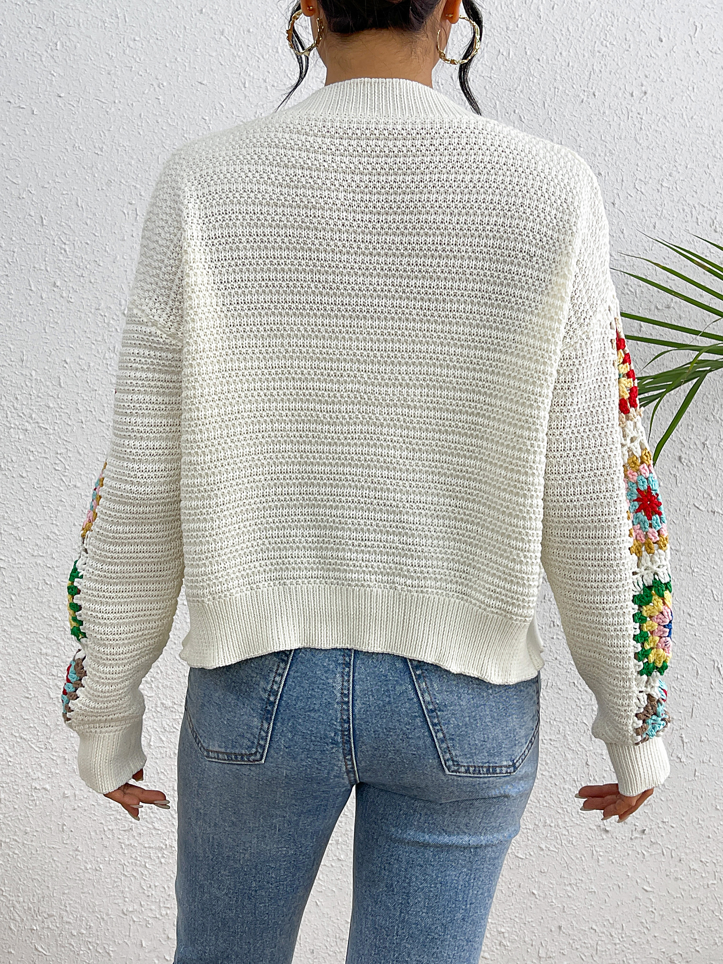 Fan Flo Damen Strick-Strickjacke handgemachtte Waffel-Kirschmuster lässig Elegante Pulloverjacke 3