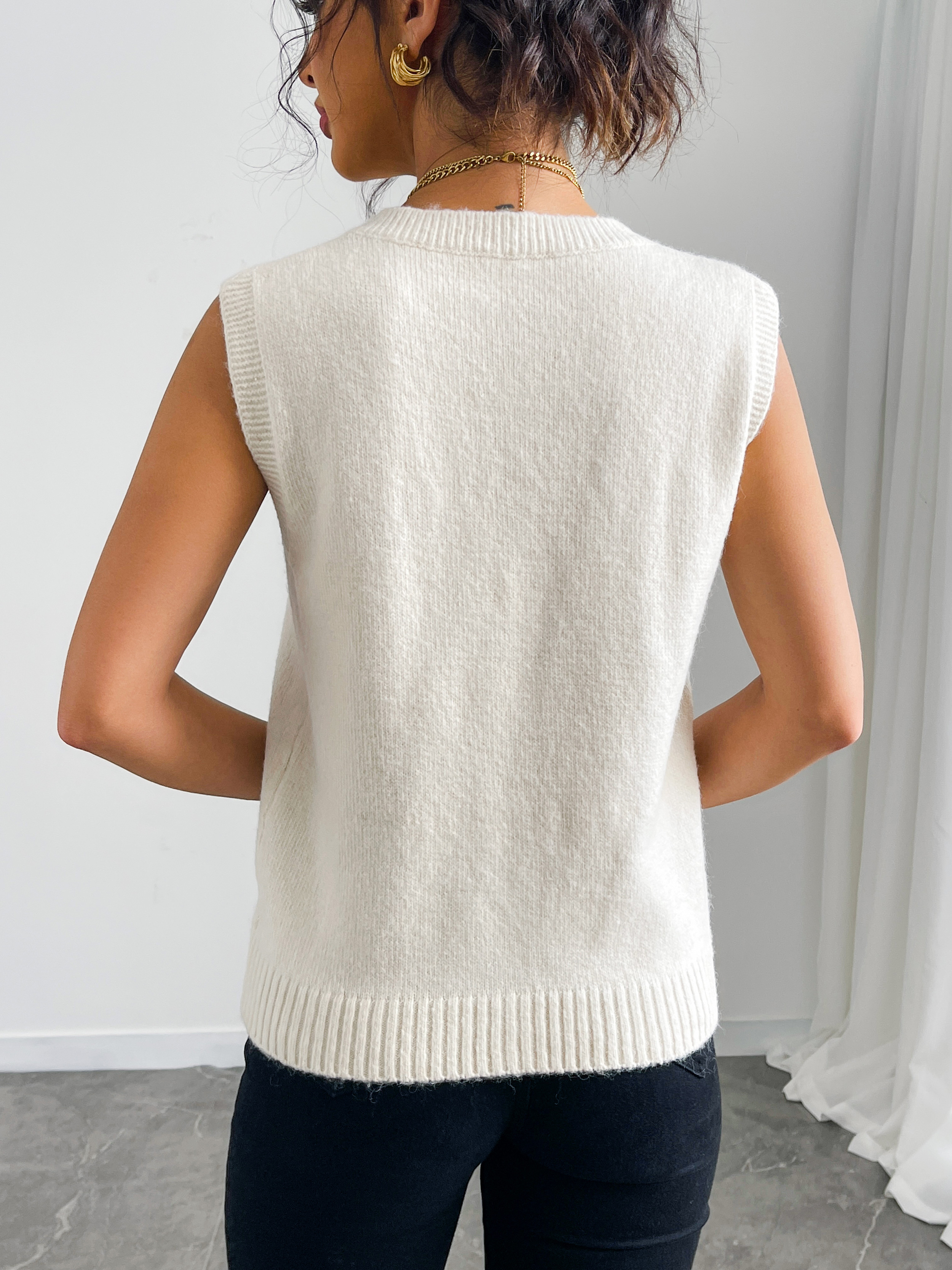 Fan Flo Séter Séter para mujeres Cuello redondo Cuello sin mangas Cantbed Singed Side Weave Summer Streetwear 3
