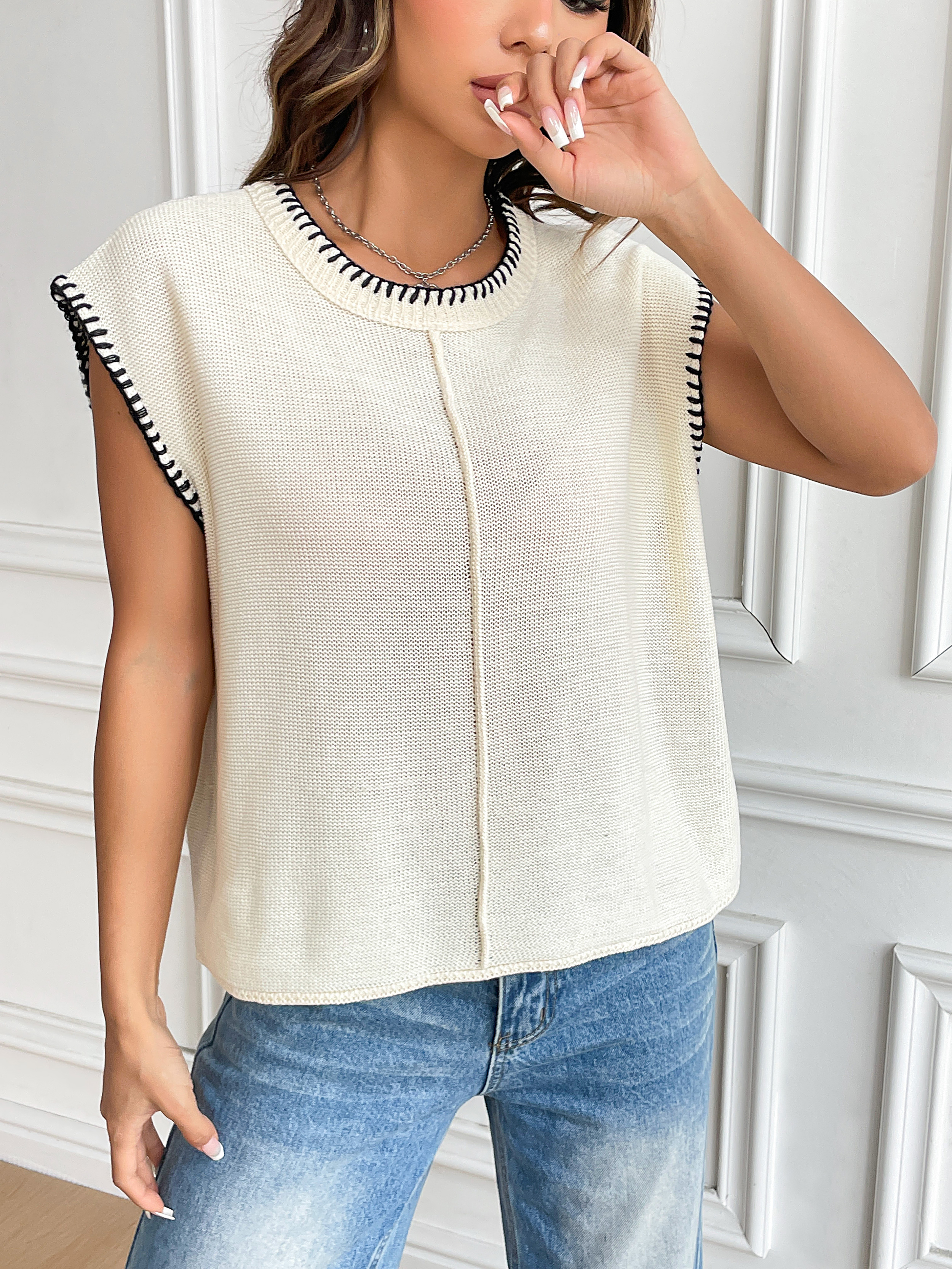Fan Flo Damen Stricke Weste Kurzarm gestrickt 4