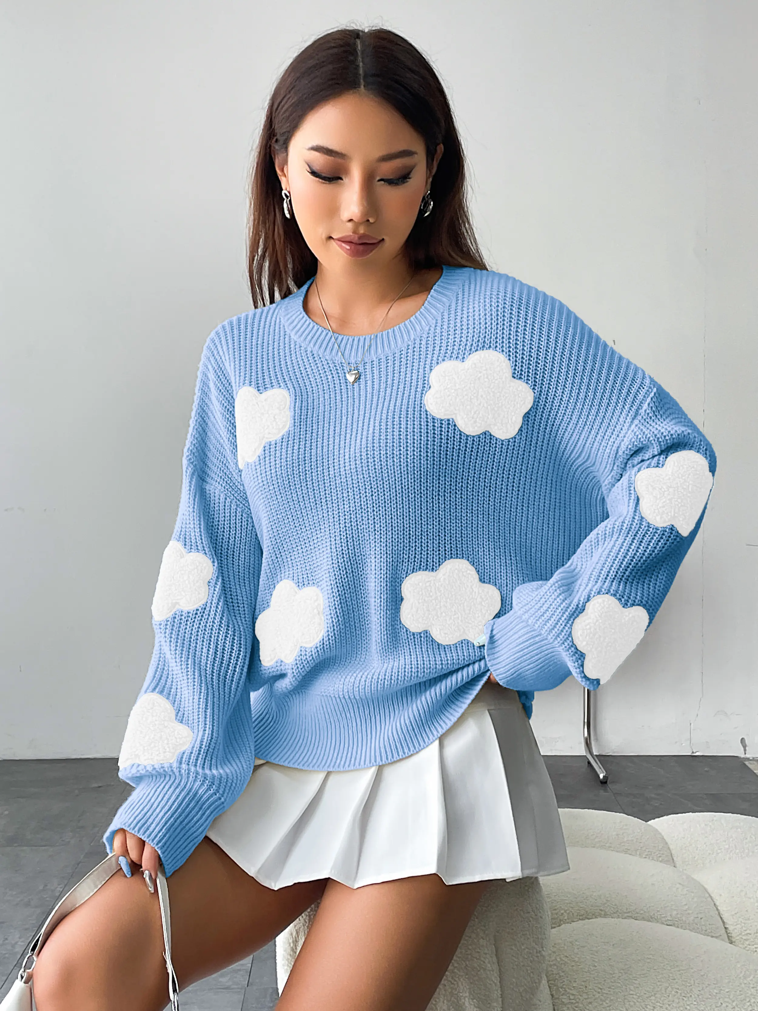 Knit Pullover Sweater Women's with Custom Services 5