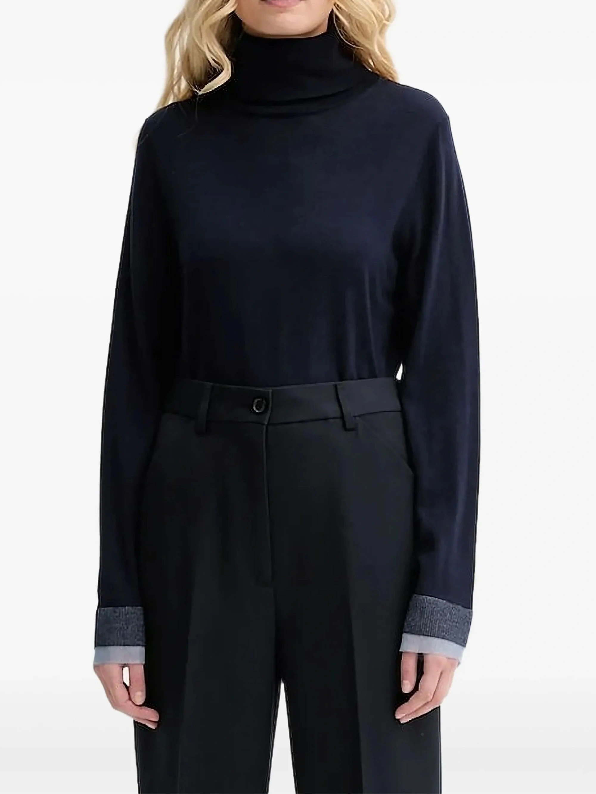 Fan Flo Women's Knitted Sweater Knitted Turtleneck Solid Color Drop Shoulder Long Sleeve 100% Wool 12-gauge Casual Elegant Pullover 1